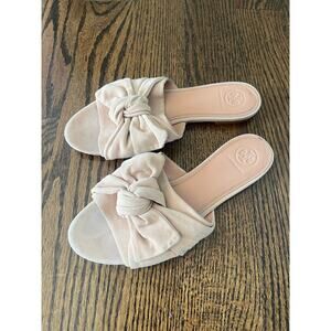 Tory Burch Slide- Annabelle Bow Slide in Suede Beige Size 8